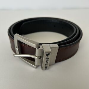 Carhartt Reversible Leather Belt Black/Brown Silver Tone Buckle Mens Size 42